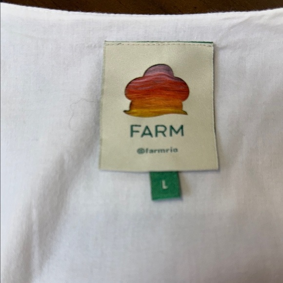 FARM Rio White Ruffled Dress with Colorful Trim, Large - Like New - Picture 8 of 13